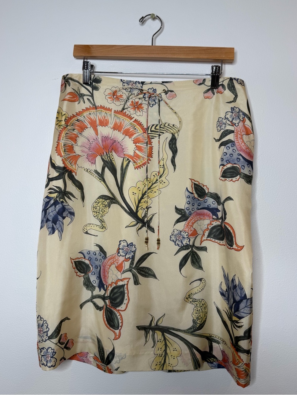 Ralph Lauren 100% Silk Botanical Japanese Asian Floral Dainty Knee Length Skirt